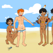 illustration-shipwrecked-boy-and-shota-tribe-1